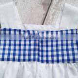 Wholesale Price Blue Grid With Bottom Ric Rac Short Frock Casual Dress thumbnail-3
