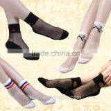WS-45 Beautiful Women Lace Socks Crystal Glass Silk Short Thin Transparent Roses Flower Socks thumbnail-4