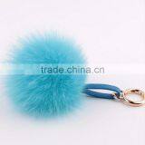 Myfur Cute Genuine Rabbit Skin Ball or Fox Fur Pom Pom Ball Plush Key Chain for Car Key Ring thumbnail-2