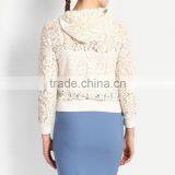 High Quality Zip up White Lace Hoodie for Women Wholesale thumbnail-3