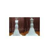 Handmade Sewing Mermaid Strapless Lace Bateau Neckline Wedding Dresses With Trains thumbnail-1