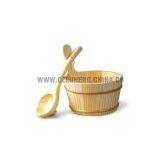 WOODEN BUCKET & LADLE