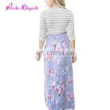 Fast Delivery 3/4 Sleeve Tie Waist Maxi Floral Autumn Woman One Piece Dress Latest thumbnail-5