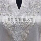 Cotton Chicken Embroidered Women Tunic White Chicken Dress Indian Shirt Top Blouse From Wholesaler thumbnail-2