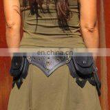 Leather Utility Belt Leather Hip Belt Bag Festival Burning Man Belt With Five Pockets in Leather Waist Belt Bag Funny Style Bag thumbnail-2