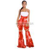 Streetwear Sexy Women Elastic Ruffles Hole Flare Pants Leggings High Waist Overall Trousers Draped Jogger Sweatpants thumbnail-5