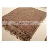 Zero Defect Top Quality 100% Merino Wool Herriibone Woven Throw Blanket