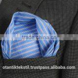 Blue White Striped Custom Pocket Square, Manufactoring Hankercheif, thumbnail-1