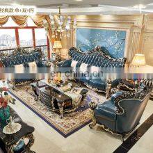 2021 Luxury Furniture Living Room Sofa Set Wood Carving Sofa Set Designs Elegant Leather Furniture thumbnail-3