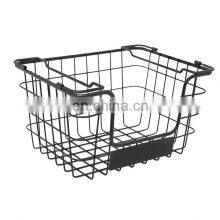 Rectangular Black Laundry Large Mesh Foldable Egg Carbon Steel Birdcage Wholesale Stackable Handmade Fruit Metal Wire Basket thumbnail-5