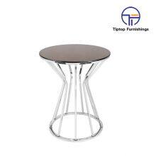 Luxury Modern Design Stanieless Steel Glass Top Round Side Table Polished Gold End Table thumbnail-2