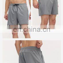 Wholesale Summer New Quick Dry Drawstring Polyester Breathable Zipper Side Pocket Sports Gym Running Fitness Shorts For Men thumbnail-5