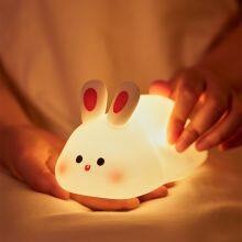 Hot Sale Silicone Night Light Cartoon Bunny Silicone Lamp Cute Rabbit Night Lights Bedroom Charging Rabbit Patted Sleeping Light thumbnail-1
