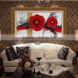 Hand Painted Red Flower Modern Home Decorative Canvas Wall Art Framed Oil Painting Wz-289 thumbnail-5