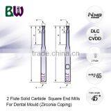 2 Flute Nano Carbide End Mill With DLC Coating For Denture Material thumbnail-2
