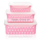 PP Food Grade Food Container Set BPA Free Pink Polka Dot Storage Container Lunch Box Round Square Rectangle thumbnail-2