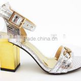 middle thick heel ankle strap office lady sandals with button