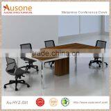 2016 Modern Design Walnut Veneer Conference Table With Stainless Steel Legs
