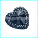 Black And Sliver Heart Rhinestone ,25mm Heart Sew On Rhinestone ,Faltaback Gemstone Quality Choice