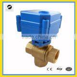 3 way brass electric water diverter valve for auto equipment, solar water system water heater, air condition