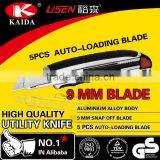 Tool Cutter 5 PCS Auto Loading 9mm Snap Off Blade Aluminium Alloy Utility Cutter Knife
