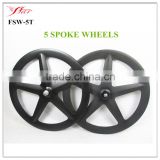 Competitive price Five spoke carbon wheels tubular with Novatec hub 3K waves road bike 5 spokes wheels