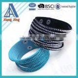 Single Wrap Rhinestone Custom Braided Leather Bracelets thumbnail-3