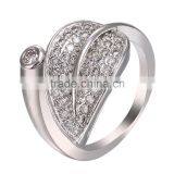 Antique Lovely Leaf Shaped Women Inlay Austria Crystal Gold Plated Engagement Ring thumbnail-3