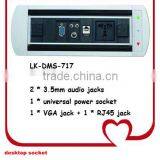 Rectangle Microphone Jack Motorized Tabletop Socket thumbnail-1