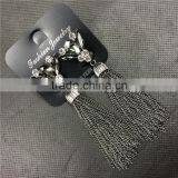 Fashion Crystal Flower Earrings Gun Black Long Tassel Stud Earrings thumbnail-4