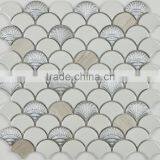 Fan-shape Mosaics, Glass Mix Ceramic Mosaic Tiles, Art Design Mosaic (PMBK010)
