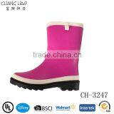 Fashionable Cheap Girl Half Waterproof Gumboot Without Printing