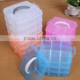 16.5*16.5*13cm Three Layers 18 Compartments Jewelry Adjustable Plastic Storage Box Jewelry Clear Plastic Box