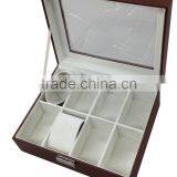Leather Watch Box With Glass on the Top Cover for 8 Pcs thumbnail-3