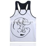 Yiwu Clothing Market OEM Elastne White Men's Muscle Gym Tank Top