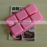 Wholesale food grade 6 cavity 7x6x2.5cm nonstick flexible rectangle with round corner silicone molds soap