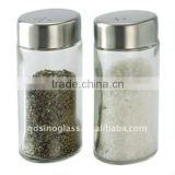 SINOGLASS 2pcs Oval Steel Glass Salt & Pepper Set