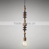 New Edison Vintage Retro Wooden Fixture Pendant Light Colorful Fabric Cable Lamp thumbnail-1