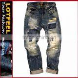 High Quality Heavy Wash Ripped Jeans Wholesale Destroyed Jean American Wholesale Jeans (LOTM258) thumbnail-1