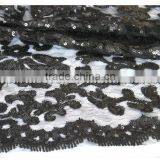 New Design Round Eye Net Fabric With Embroidery Sequin, Black Sequin Flower Tulle Fabric for Wedding Dress thumbnail-6