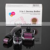 3 in 1 Kit Derma Roller Titanium Micro Needle Roller 180 600 1200 Needles Skin DermaRoller for Body and Face