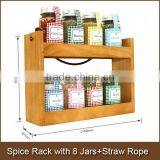 Spice Rack With 8 Jars+Straw Rope