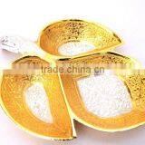 Indian Wedding Return Gift Item Beautiful Silver and Gold and Gold Plated Brass Tray thumbnail-1