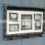 2016 Vintage Wood Wall Shelf With Hooks and Frames thumbnail-4
