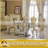 Hot Cake Marble Dining Table With Strong Stainless Steel Base