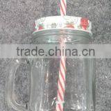 16oz Handle Glass Jar With Screw Top Lid thumbnail-1