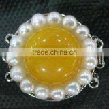 20mm 3 Rows Jade and Pearl Large Necklace Clasp thumbnail-1