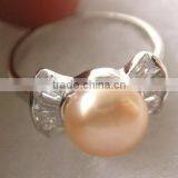 2014 Latest Fashion Round Pink Lady Tahitian Pearl Ring thumbnail-1