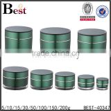 round shape green black plastic jar with screw on lids empty acrylic double wall 5g 1og 15g 20g 30g 50g 100g 150g 200g cream jar