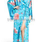 Dropshipping Pajamas Sleepwear Women Fashion Long Stain Silk Robes Floral Print Pajamas Wholesale Custom Made Sleepwear thumbnail-2